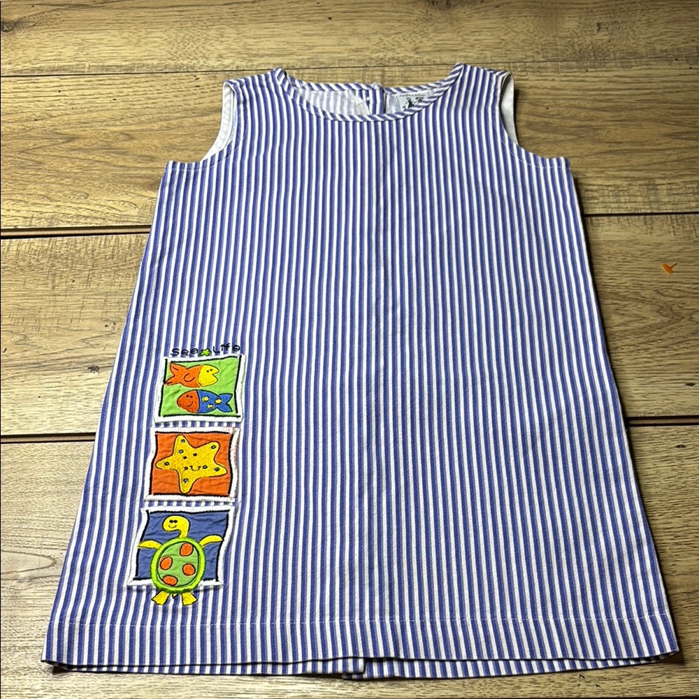 Youth Sea life Ashley & Austin Blue White Striped Dress Size 6